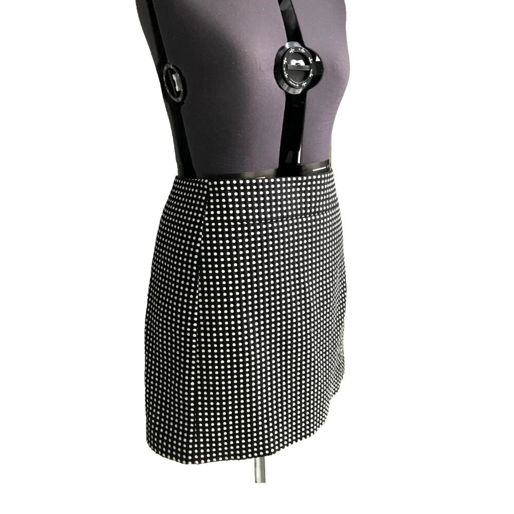 Ann Taylor Loft Skirt Black / White Polka Dot, Size 14